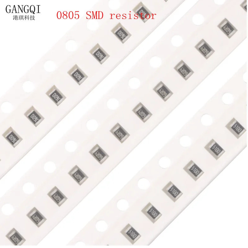 100PCS 1% 0805 ตัวต้านทาน SMD 0R ~ 10M 1/8W 0 0.1 1 10 100 150 220 330 โอห์ม 1K 2.2K 4.7K 10K 100K 1