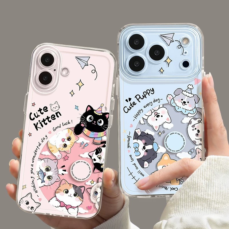 [ลูกสุนัขการ์ตูนใหม่] เคสโทรศัพท์ iPhone โปร่งใส 17promax16/15 กันกระแทก 14/13 Soft 12/11