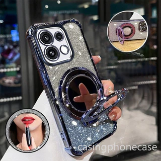 เคสโทรศัพท์สําหรับOPPO Reno 16 15 14 Pro 16F 15F 14F Reno16 Reno15 Reno14 5G 2026 ขอบชุบGlitter Blingปลอกนุ่มป้องกันโปร่งใสClear Bracketฝาครอบป้องกัน
