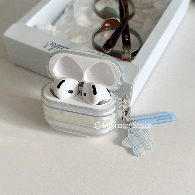 Y2K สําหรับ AirPods 4 [2024] AirPods Pro2 Pro 3 2 1 Apple ชุดหูฟังไร้สาย Protector โปร่งใสสีฟ้ากันกระแทกพร้อมคลิปคาราบิเนอร์