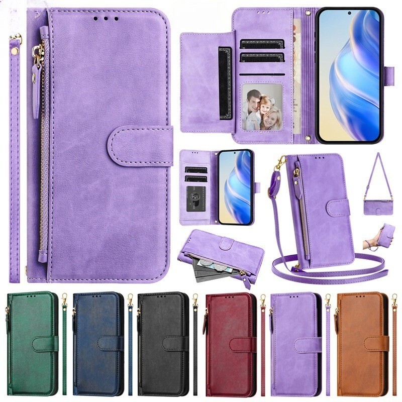 สําหรับ Google Pixel 9 10 Pro XL 8 7 Pro 8A 7A 6A ZIP กระเป๋าสตางค์ฝาครอบหนังสายคล้อง