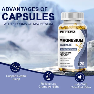 magnesium Taurate 120แคปซูล แมกนีเซียมทอเรต ส่งเสริมการนอนหลับ สุขภาพประสาท
