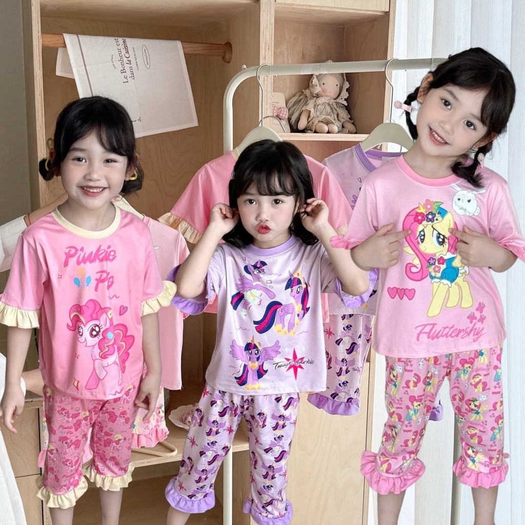 พร้อมส่ง ชุดเด็ก เสื้อผ้าเด็ก ชุดนอนโพนี่ งานป้าย BB KIDS