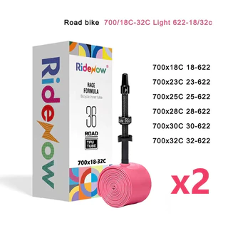 Ridenow ยางในจักรยาน 36g อัพเกรดหัวฉีดโลหะ 700C TPU ยางในท่อด้ายภายนอก 700x18-32c แผนที่จักรยานที่ถอดออกได้แกนวาล์วยางด้านใน