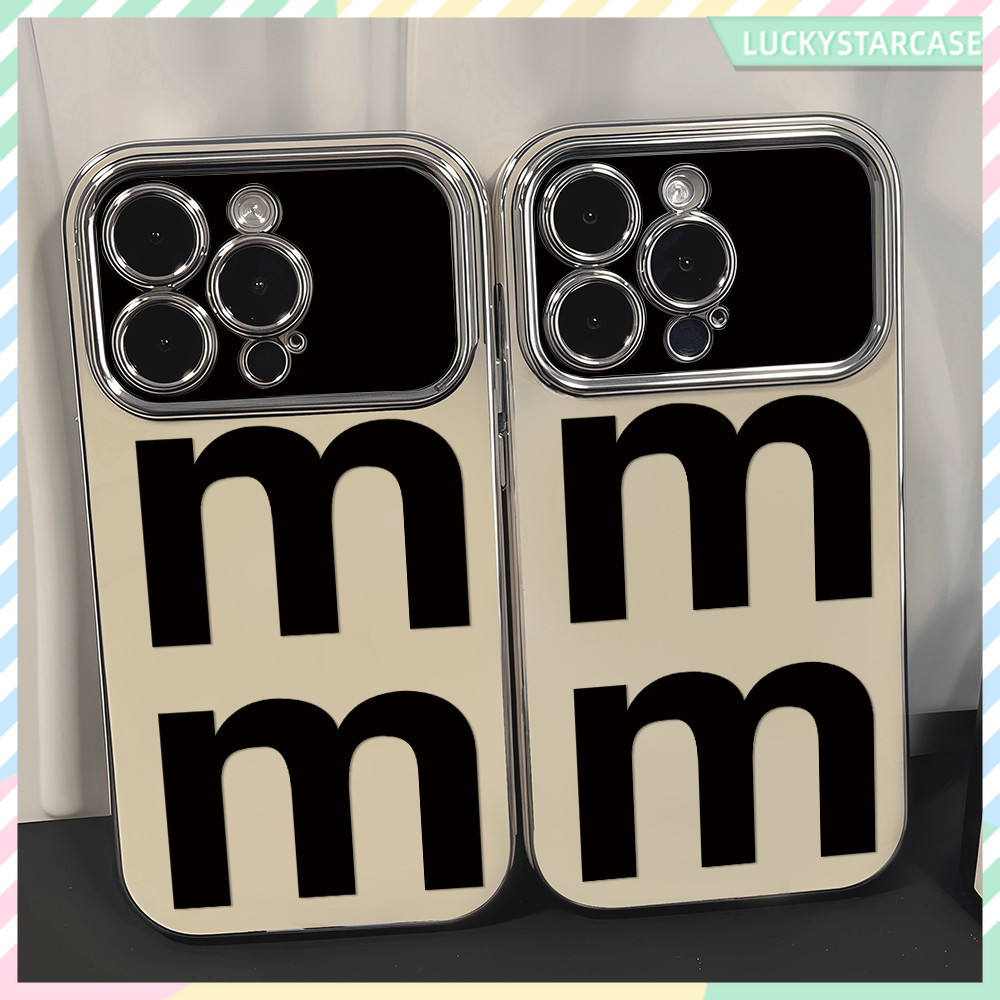 เคสไอโฟนสวยๆ ตัวอักษร M For IPhone 15 11 13 12 14 Pro Max 15 7 8 14 16 Plus X XR XS Max SE ไอโฟน11 หน้าต่างบานใหญ่ เคส