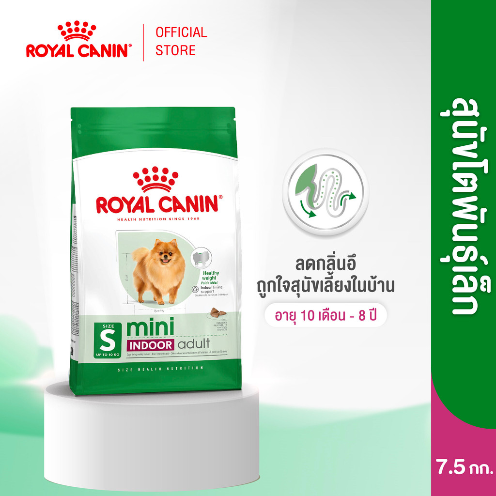 Royal Canin Mini Indoor Adult7.5kg อาหารเม็ดสุนัขโต พันธุ์เล็ก เลี้ยงในบ้าน อายุ10เดือน-8 ปี (Dry Dog Food, โรยัล คานิน)