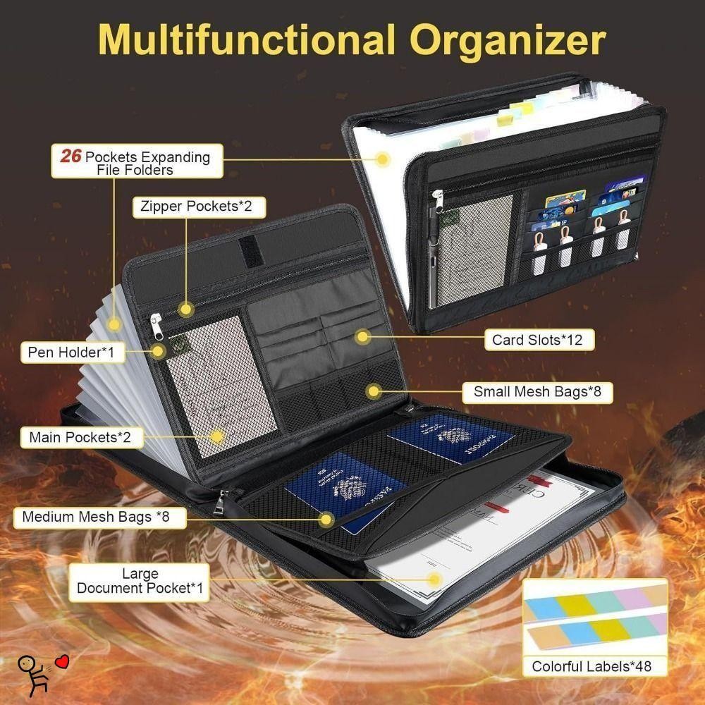 Multi-Zip Pocket A4 Letter File Organizer - กล่องประหยัดพื้นที่แบบพกพาสําหรับเอกสาร
