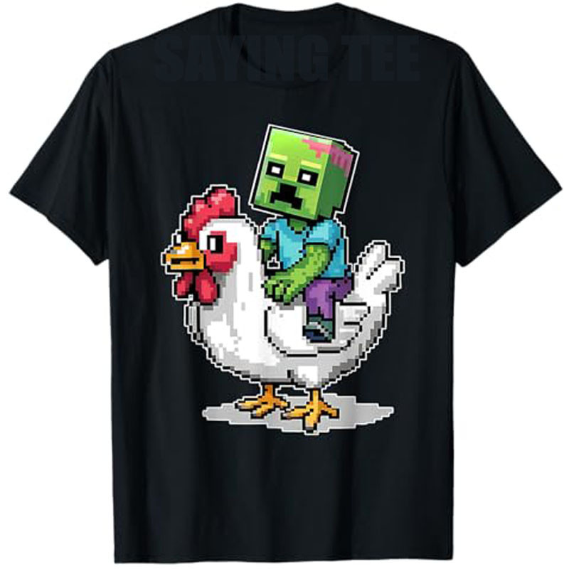 Minecraft ตลก Jockey พิกเซลขี่ไก่ Jockey บนไก่คนรักเสื้อยืด Vintage ไก่ Jockey วิดีโอ Gamer Y2k ออกแ