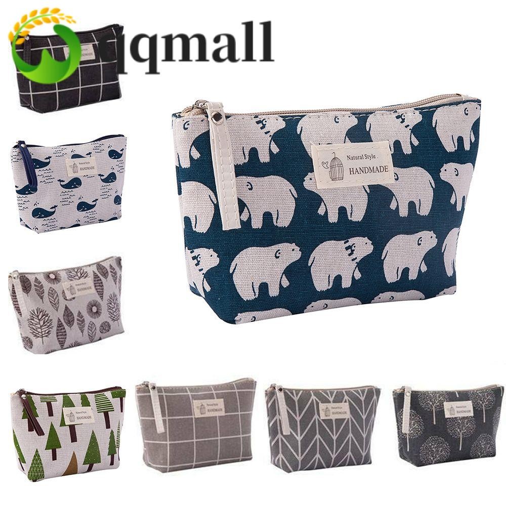 Qqmall กระเป๋าเครื่องสําอางกระเป๋าเดินทางผ้าแคนวาสมัลติฟังก์ชั่นแบบพกพาสําหรับผู้หญิง