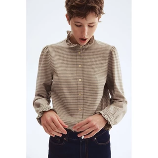 H&M(เอชแอนด์เอ็ม) เสื้อเบลาส์แขนระบายคอปก ผู้หญิง 1295517_1