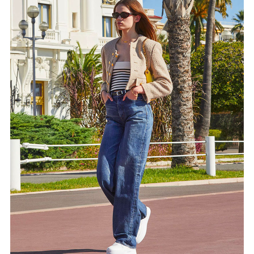 7Z2F CEL# Autumn Winter New Fashion Show Style Dark Blue Women's Super Comfortable Slimming Versatil