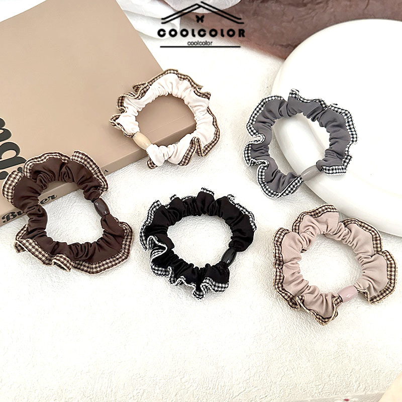 ในไทย✨ยางรัดผมลายสก็อต เชือกมัดผมหางม้า สไตล์เรโทร.COD - รูปที่ 3