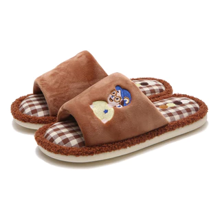 รองเท้าแตะผ้าฝ้าย_soft sole_สำหรับผู้ชายและผู้หญิง ออกแบบการ์ตูน เหมาะกับฤดูใบไม้ร่วงและฤดูหนาว