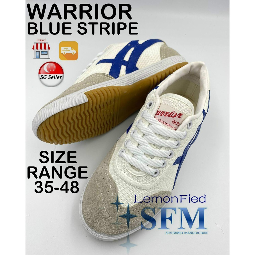 SG SHOES Warrior School Shoe SG Retailer Stock Ready White Blue Sports Badminton Fashion Sneaker Can