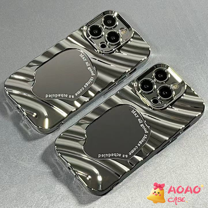 เคสไอโฟน11 13 สำหรับ iPhone 15 16 11 13 14 12 Pro Max 7 8 16 15 14 Plus X XS XR XS MAX ฝาครอบกระจกสีเงินที่โดดเด่นเย็น