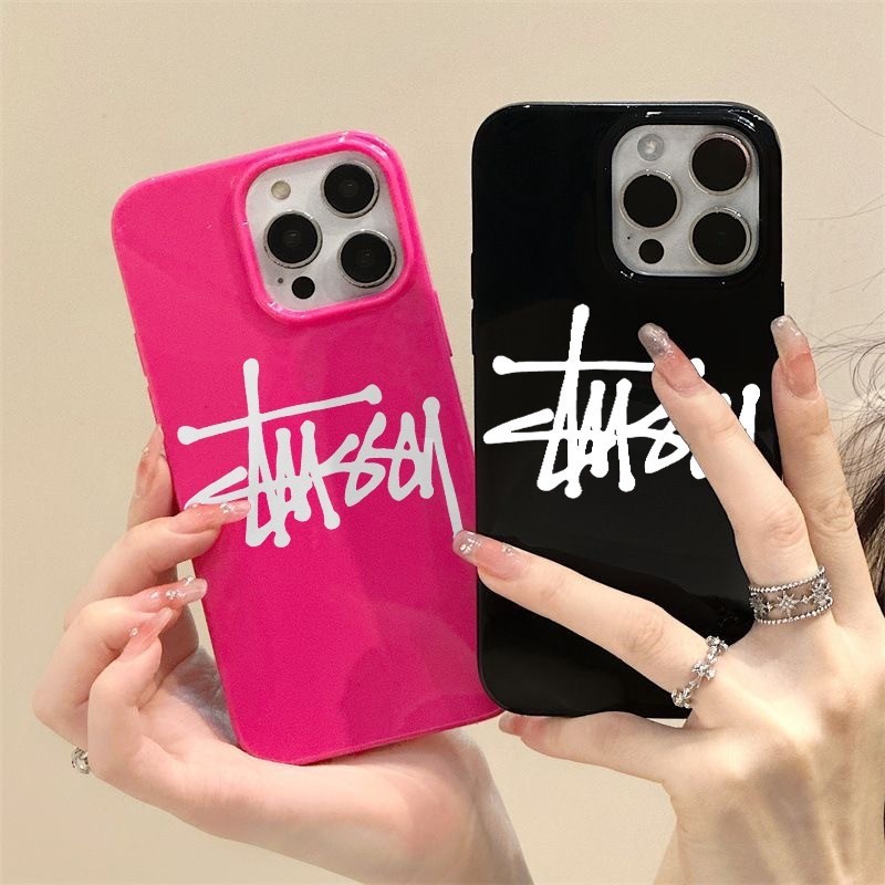 Bright สีดําการ์ตูนกันน้ําสําหรับ IPhone 14 15 Pro Max 13 12 11 Plus XS X XR 7+8 Plus นุ่มคู่ความงามซิลิโคนกันกระแทกน่าร