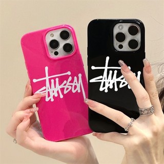 Bright สีดําการ์ตูนกันน้ําสําหรับ IPhone 14 15 Pro Max 13 12 11 Plus XS X XR 7+8 Plus นุ่มคู่ความงามซิลิโคนกันกระแทกน่าร
