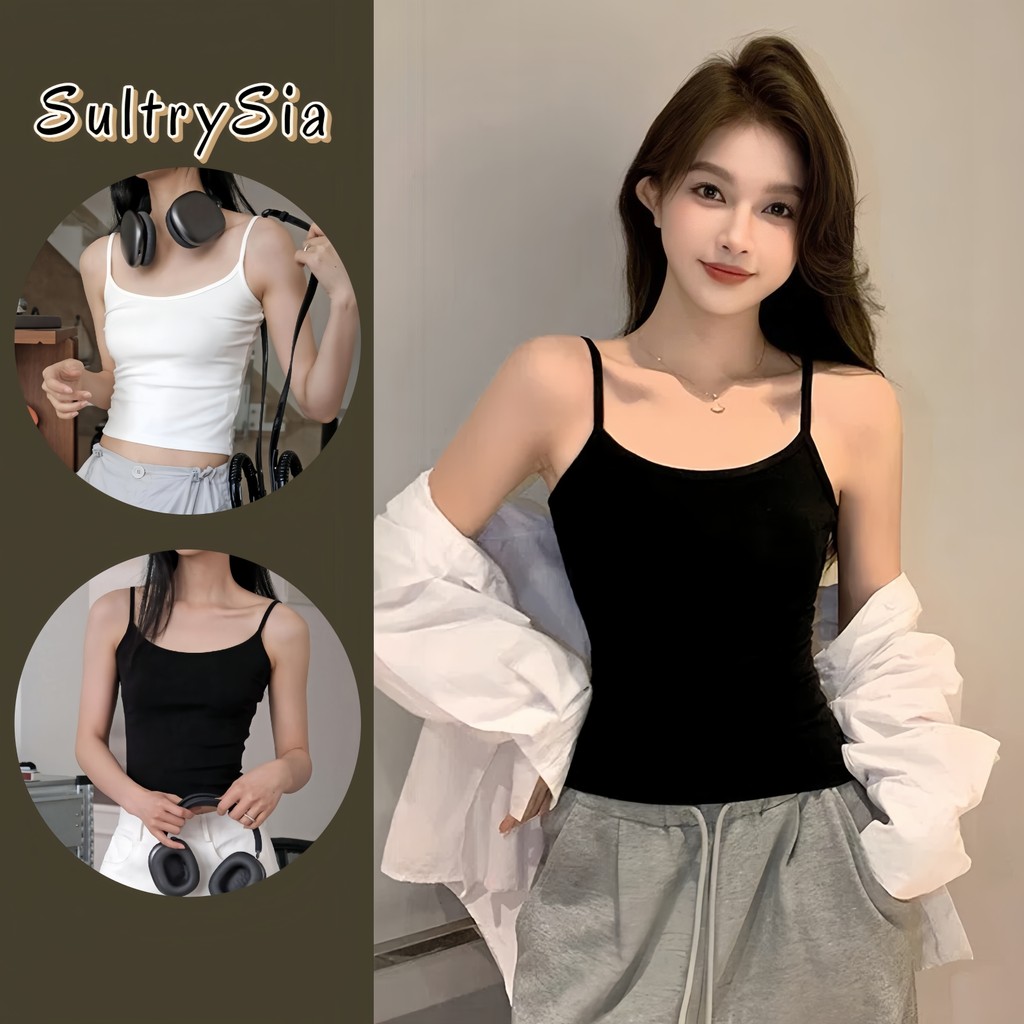 SultrySia สไตล์ลำลอง เสื้อกล้ามผู้หญิง เบสิก สีพื้น สไตล์ลำลอง "CC-33/XO-03/ZM-3/DW-02/YP-2"
