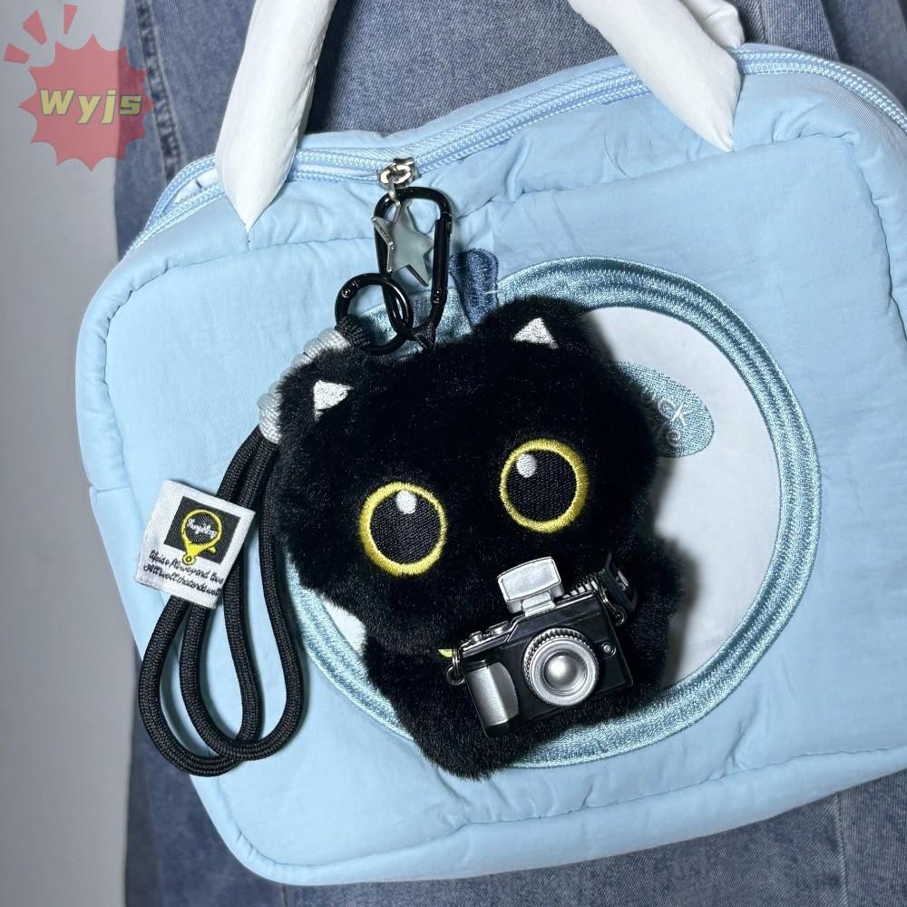 จี้กระเป๋าและพวงกุญแจตุ๊กตา Black Cat พร้อมผ้าพันคอพวงกุญแจน่ารัก เป็นของขวัญ