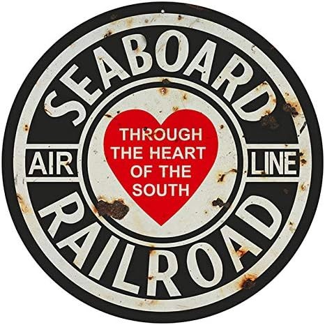Sylty Reproduction, อายุ, Seaboard Railroad Sign Retro Dad Garage Man Cave รถโลหะป้ายดีบุก 12X12 นิ้