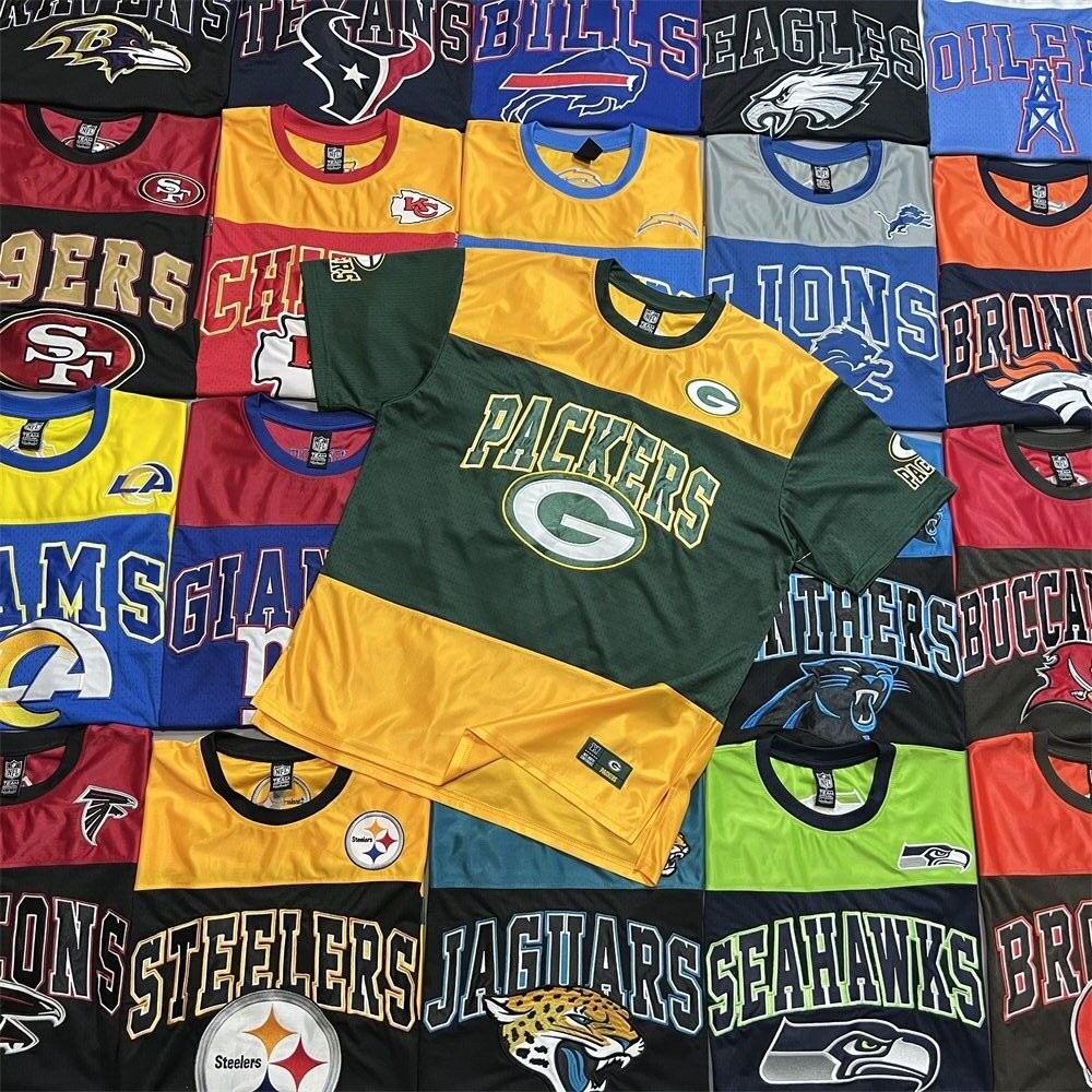 เสื้อกีฬา เสื้อปั่นๆ ส่งออกไปยังชาวต่างชาติ58 USD Rugby Heavy Industry เย็บปักถักร้อยแขนสั้นตาข่ายแห