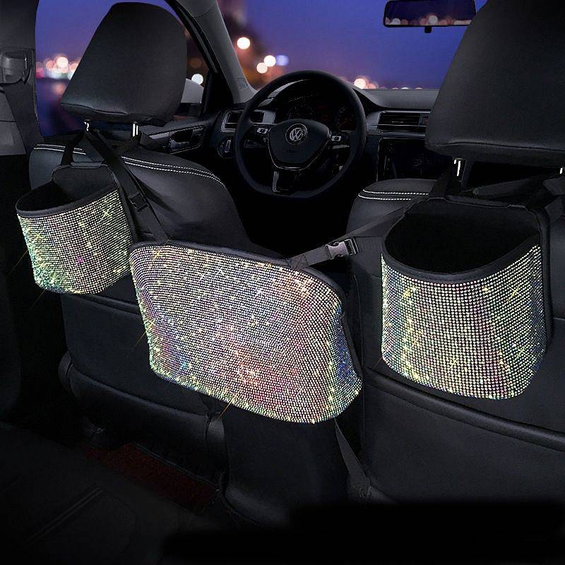 Car Seat Back Storage Personalized Hanging Car Storage Bag Net Pocket Car Anti-Kick Pad Multifunctio