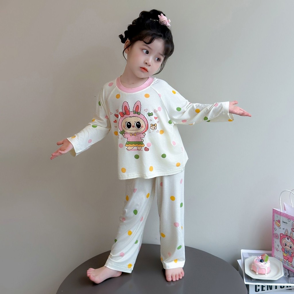 ชุดนอนเด็กผู้หญิง Labubu แขนยาว น่ารัก ระบายอากาศ ใส่สบายในบ้าน - รูปที่ 4