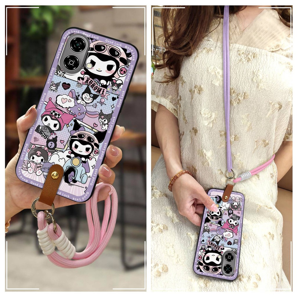 Lanyard ป้องกันเคสโทรศัพท์สําหรับ ZTE Blade A35e 6GB RAM 64GB Crossbody น่ารักซิลิโคนปกหลังแฟชั่นการ