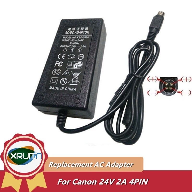 24V 2A 4Pin AC DC Adapter Charger สําหรับ Canon Scanner DRF120 DRF120 FB P/N: 9017B002 9017B003 สแกน
