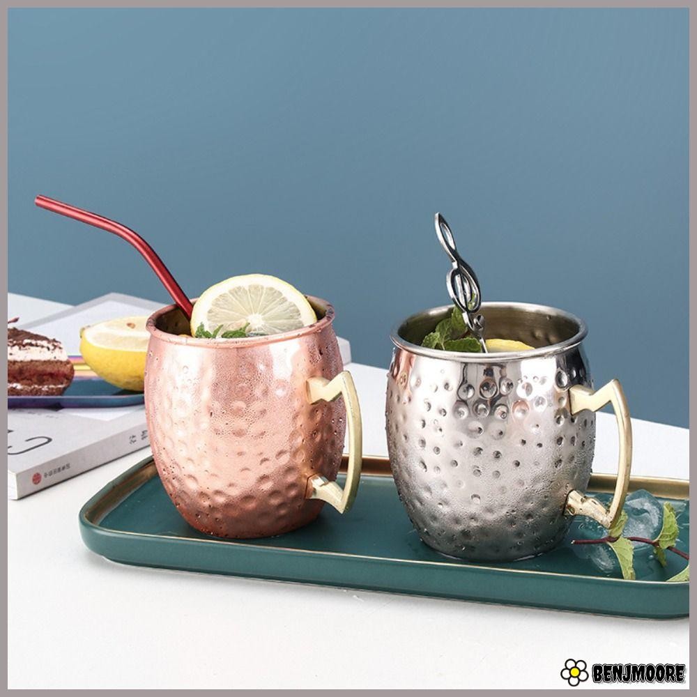 BENJMOORE ถ้วยแก้ว, 500ml Moscow Mule ถ้วยทองแดงบริสุทธิ์, กับ Strong Riveted Handle หนาเรียบตอก Mos