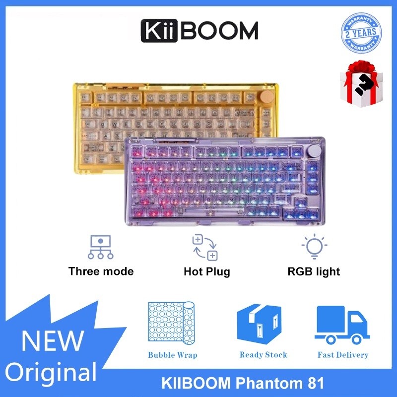 KIIBOOM Phantom 81 V2 คีย์บอร์ดแบ็คไลท์ RGB แบบถอดเปลี่ยนได้สามโหมดร้อน