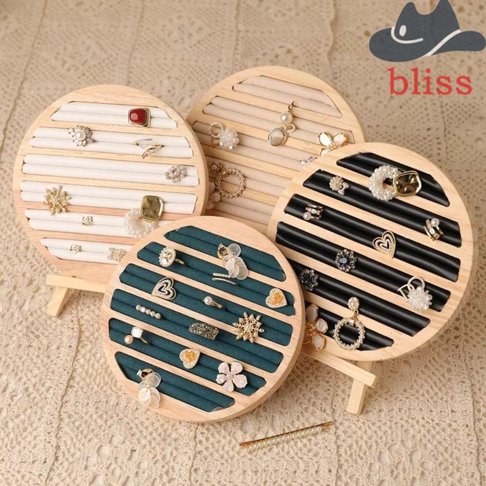 BLISS ชั้นวางเครื่องประดับ,ทรงกลมถาดเก็บแหวนผู้ถือต่างหู,ซับกํามะหยี่อเนกประสงค์แผ่นแสดงไม้เครื่องปร