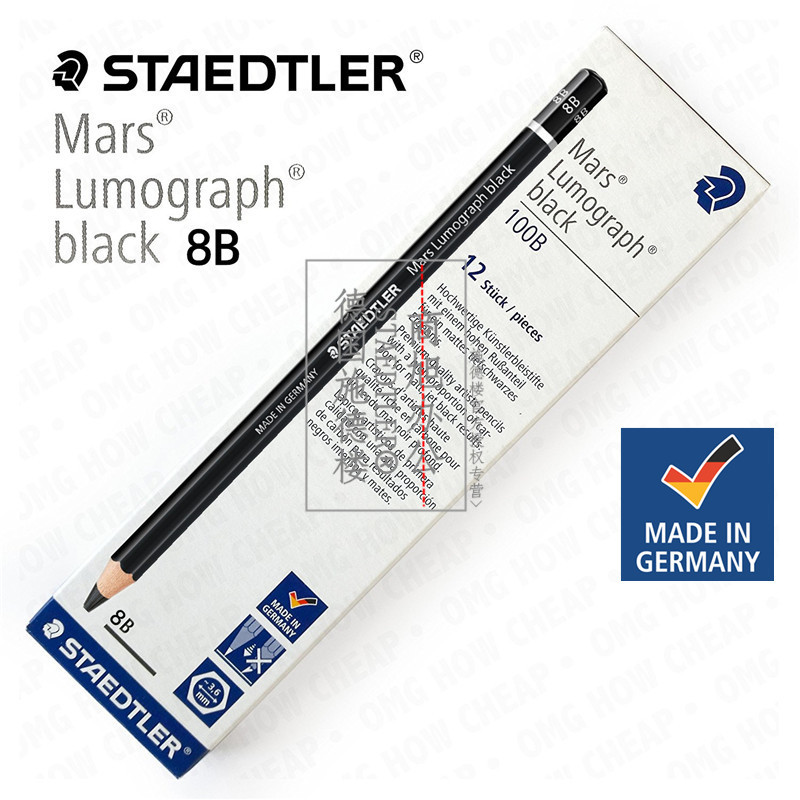 เยอรมนี STAEDTLER 100B Sketch Pencil HB|2B|4B|6B|7B|8ข ดินสอคาร์บอนสีดําด้าน