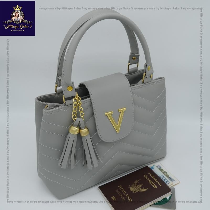 888 กระเป๋าหนัง PU ใบใหญ่ลายเส้น 11 นิ้ว