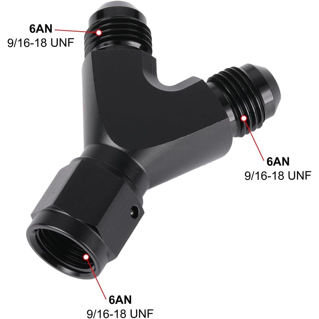 6AN หญิงคู่ 6AN 6AN ชาย Y บล็อก Fitting Splitter อะแดปเตอร์ Union อลูมิเนียมสีดํา NJ9I
