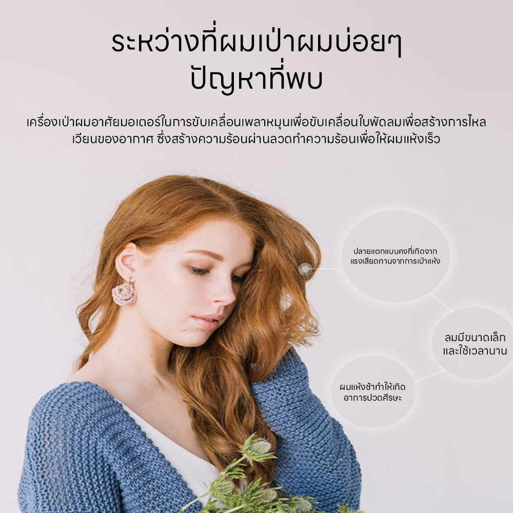 ไดร์เป่าผม 2200วัตต์ ปรับได้ทั้งลมร้อน/ลมเย็น ที่เป่าผมพับได้พกพาสะดวก ลมแรง ทนทาน เครื่องเป่าผม ไดร์พับได้ เสียงเบา - รูปที่ 7