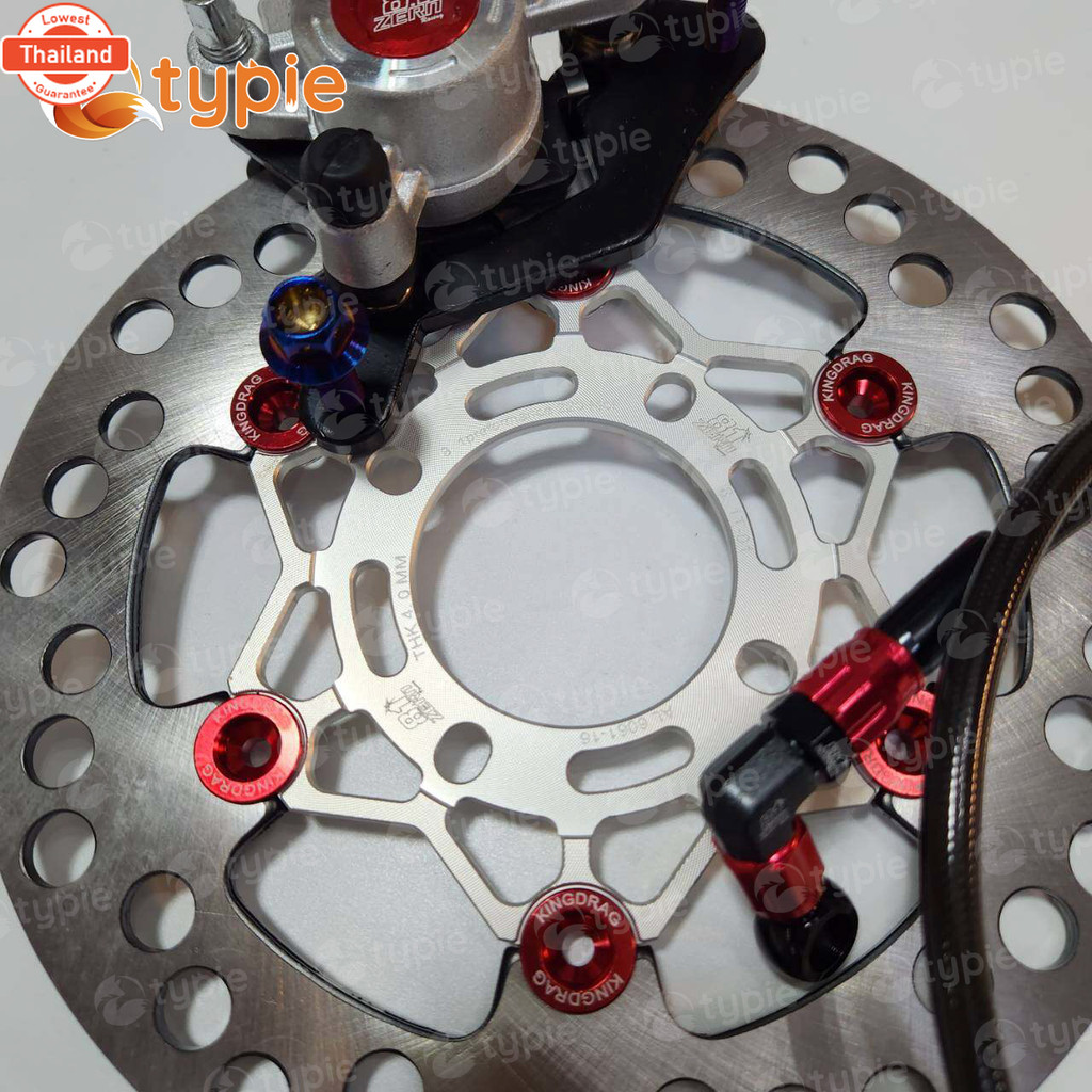 ปั๊มล่าง ZERN81 เงินหมุดแดง 1พอท + จานCNC ZERN81 เงินหมุดแดง + สายเรค ZERN หัวกลม ฟันเฟือง สีแดง หัว