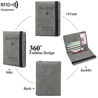 มี RFID safe!! กระเป๋าพาสปอร์ตแท้ วัสดุหนัง PU ซองพาสปอร์ต Passport case ปกป้องข้อมูล