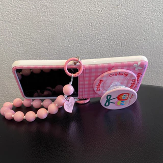 For Samsung Galaxy Z Flip7 สําหรับ mixflip2 เคสโทรศัพท์หน้าจอพับ for Samsung zflip6 flip5 flip4 การ์ตูนแป้งตารางสองเชอร์รี่ร้องไห้ทารกวงเล็บดูดแม่เหล็ก pocket2purax เชือกเส้นเล็ก