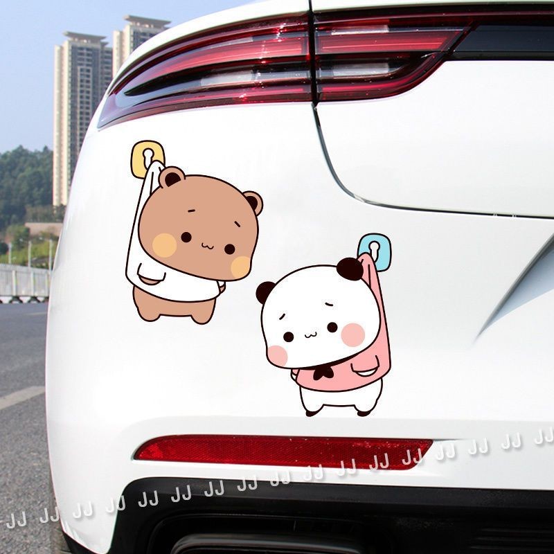 Panda Bubu Dudu การ์ตูนน่ารักรถสติกเกอร์รถด้านหลังกันชน Mark ครอบคลุมรถกระจกหน้าต่างตกแต่งสติกเกอร์กันน้ํา
