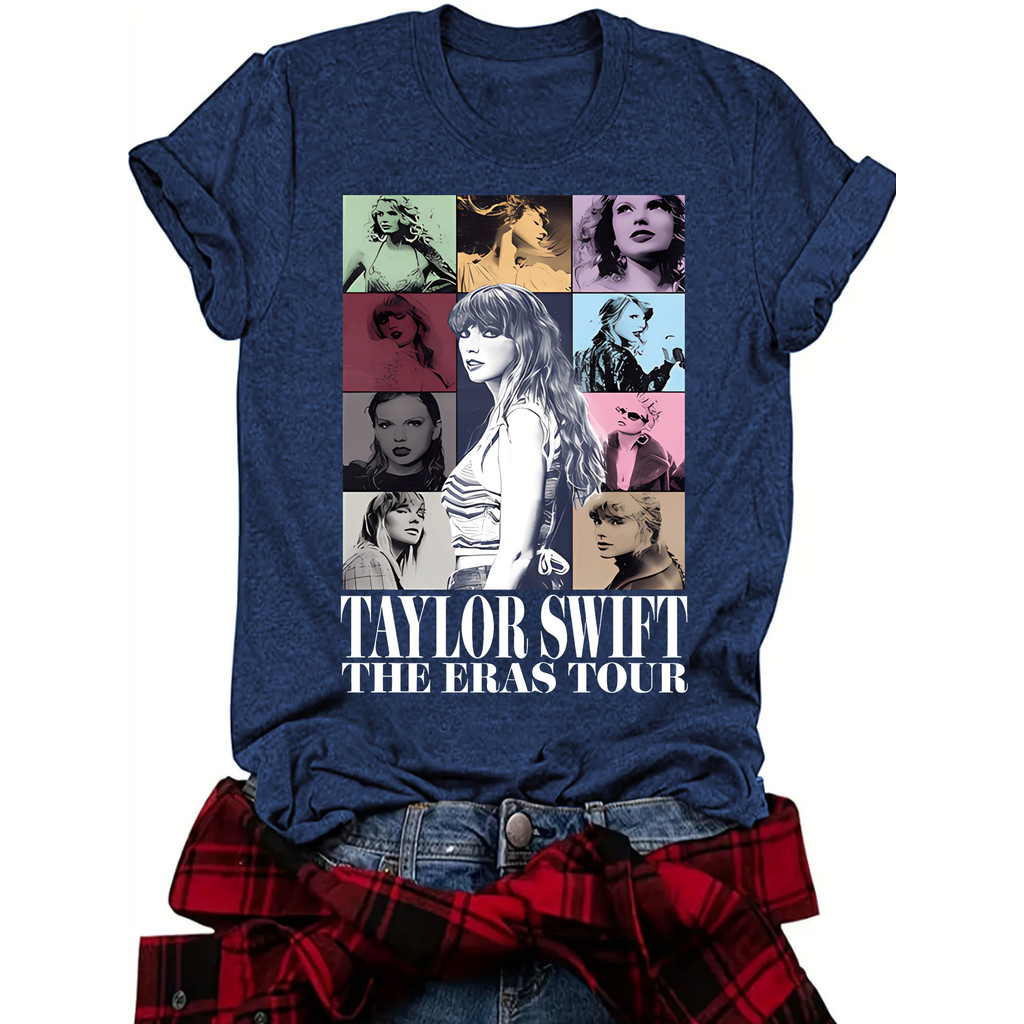 2025 ใหม่ 2025 ยุโรปอเมริกันฤดูร้อนหญิง TAYLOR รูปแบบตัวอักษรรอบคอแขนสั้นลําลองแฟชั่นการค้าต่างประเท