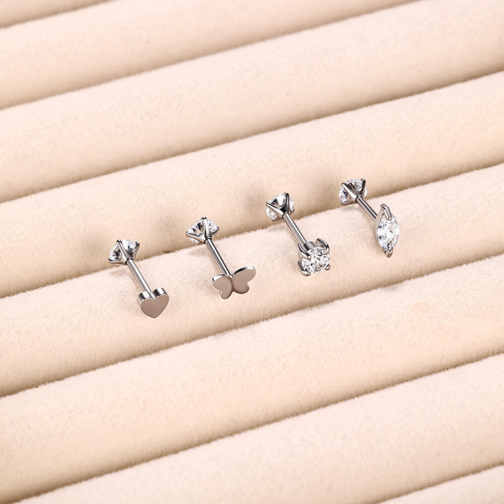 ต่างหูสแตนเลส Labret Lip ขนาด 6 มม. และ 8 มม. ในแบบผีเสื้อ หัวใจ และดาว สำหรับการเจาะ Helix Conch หรือกระดูกอ่อน - รูปที่ 7