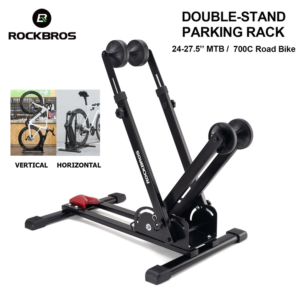 ROCKBROS ขาตั้งจักรยานคู่แบบพับได้ สแตนเลสผสมคาร์บอน สำหรับจักรยาน 24-27.5 นิ้ว และ 700C