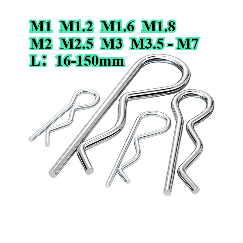 สปริงชุบสังกะสี R-Type Pin (เหล็ก 65Mn) M1/M1.2/M1.6/M1.8/M2/M2.5/M3M3.5-M7 * L = 16-150MM (ZYX-DP-T