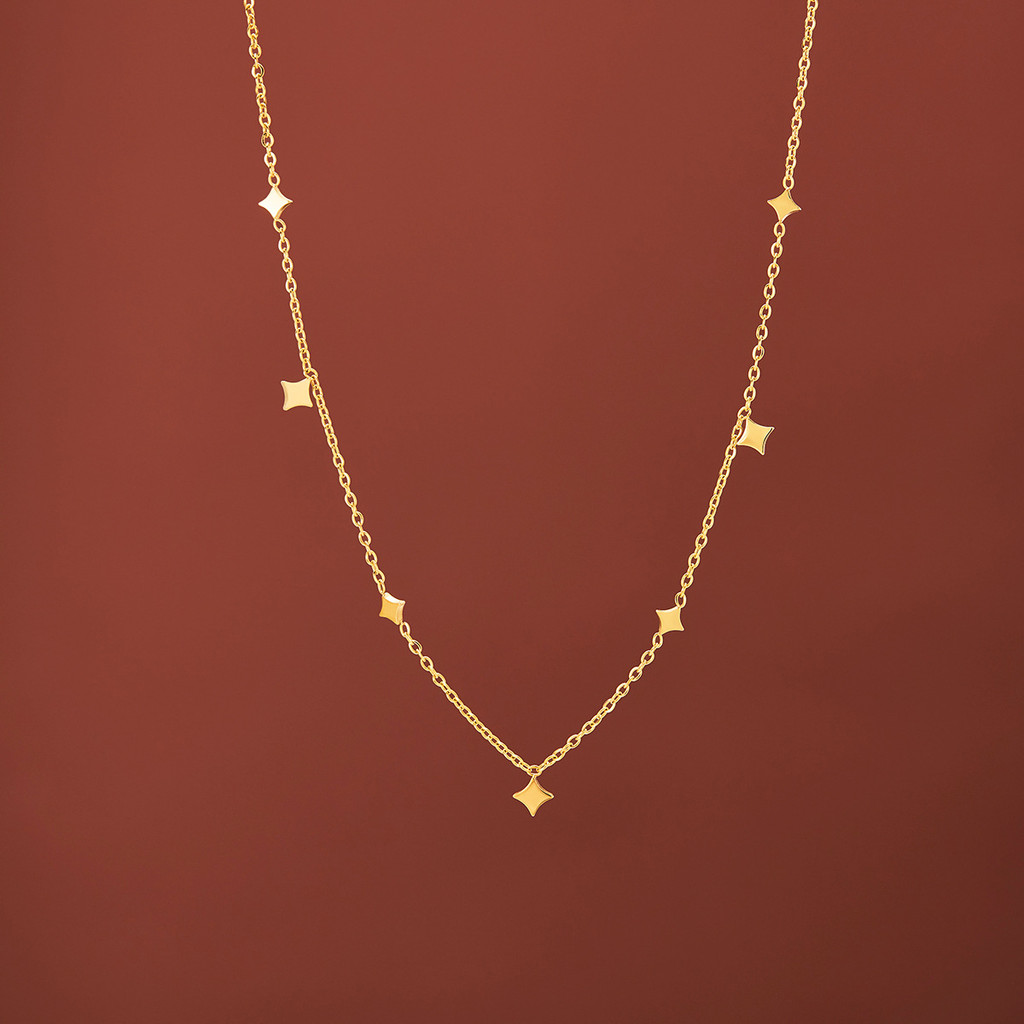 สร้อยคอไทเทเนียมเหล็กชุบ 18K ทองแท้ Gypsophila ประณีต Clavicle Chain เครื่องประดับสุภาพสตรี