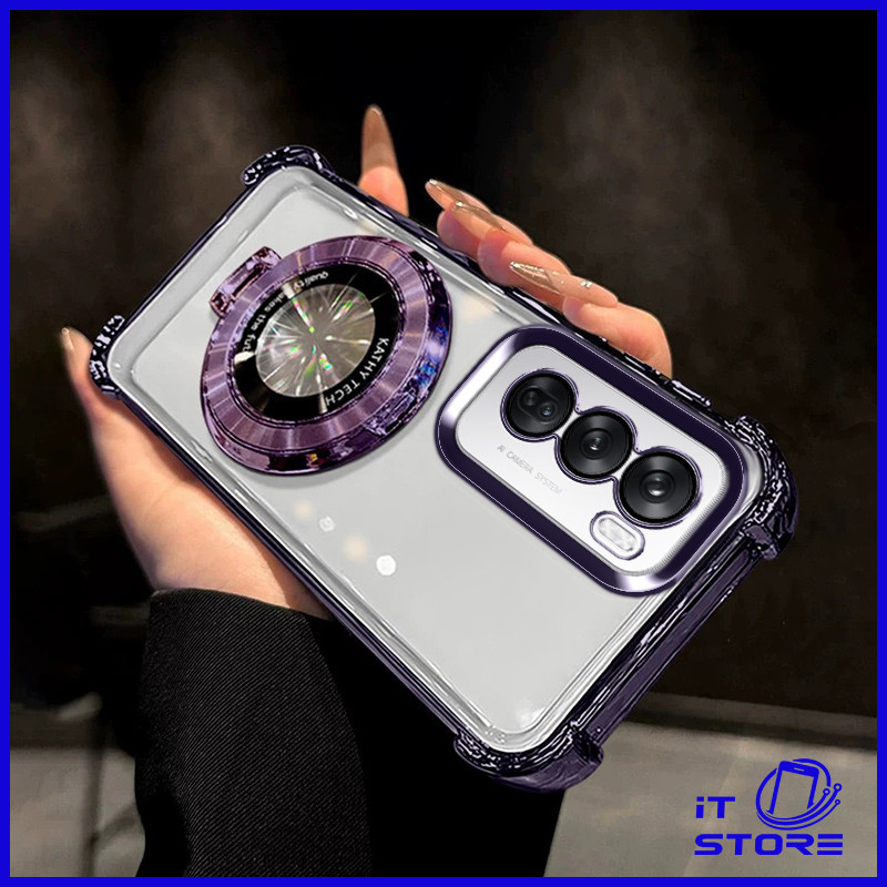 เคส OPPO Reno 12 5G Reno 12Pro 5G เคสนิ่มพร้อมขาตั้งแบบพับได้