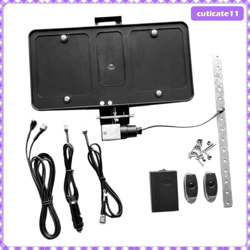 [Cuticate1] USA ฝาครอบชัตเตอร์ Up กรอบป้ายทะเบียนไฟฟ้าแบบพลิกพร้อมตัวยึดขายึดรีโมทคอนโทรลติดตั้งง่าย