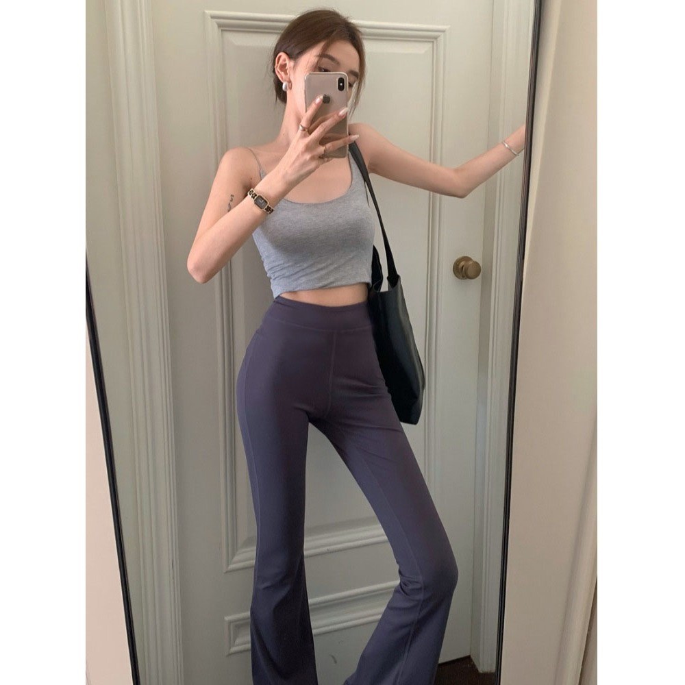 Hotgirl พร้อมส่งจากกทม กางเกงลำลองทรงสกินนี่ยืดเอวสูง โยคะก้นยกกางเกงกระชับสัดส่วนย้อนยุคบางเฉียบบานเล็กน้อย - รูปที่ 6