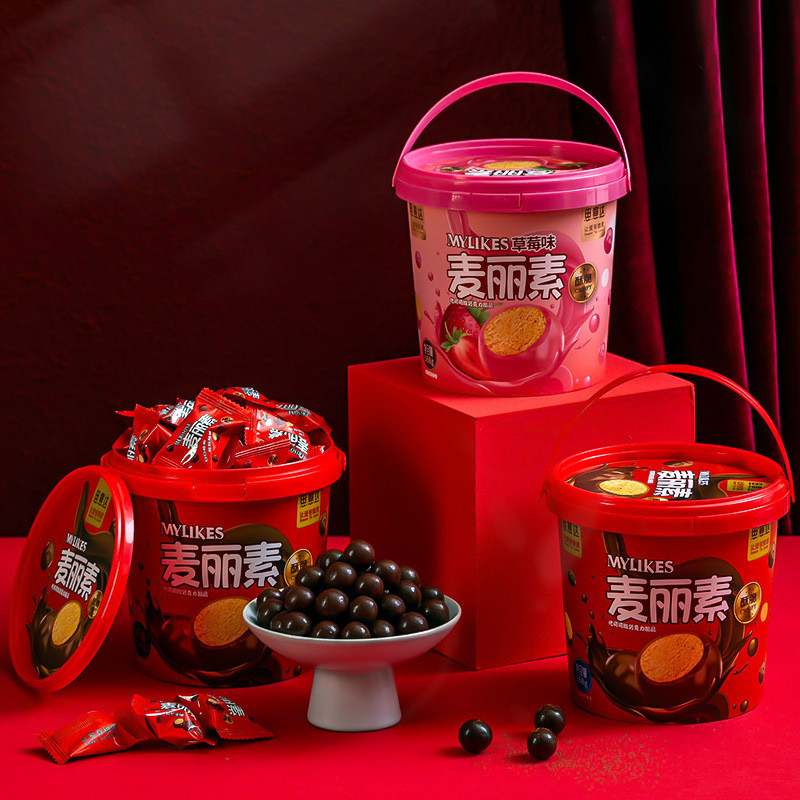 แพ็คเกจ Mai Li Chocolate Ball Barrel 168g Mai Li Chocolate Ball Barrel 168g Qiao Surprise อย่างต่อเน