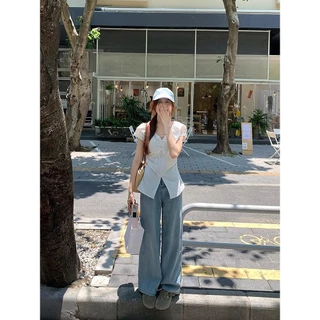 Red Berryเสื้อเชิ้ตคอวีผูกโบว์สไตล์เกาหลีผู้หญิง ดีไซน์จีบ ทรงเข้ารูป เอวเข้ารูป หน้าร้อน99200